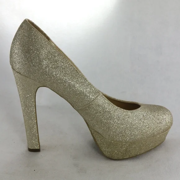 MOSSIMO Supply Co Gold Glitter Platform Pumps Sz 9.5 US Women - Picture 7 of 8